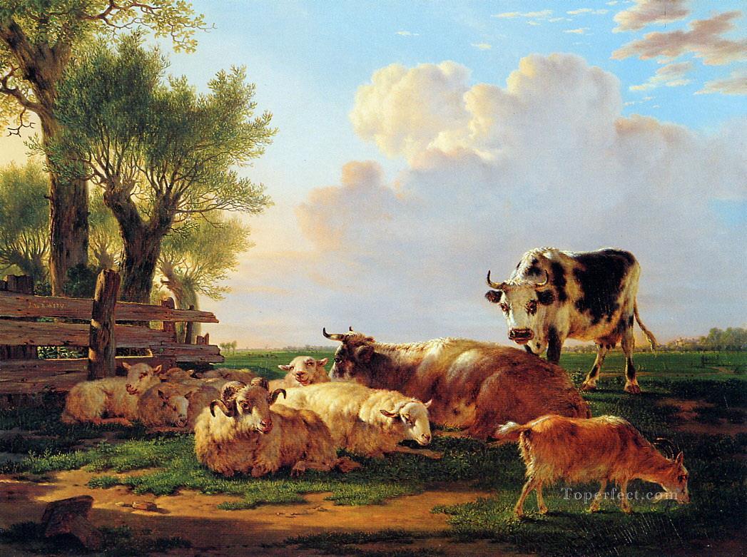 prairie avec du bétail Peintures à l'huile